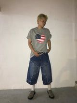 09 フラッグ セミクロップド ショートスリーブ Tシャツ(4c)