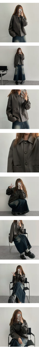 neck pocket collar leather jacket