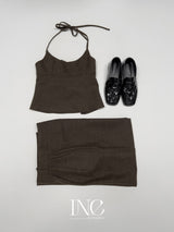 [Setup Available] ペッパーホルターネックレイヤードビスチェ
