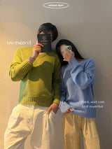 [UNISEX] オーバーフィットVネックヘラベーシックラグランニット (9 colors)