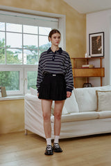 ARETE STRIPE OVERFIT COLLAR T-SHIRT / NAVY