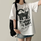 Cat dog oversized fit short-sleeved T-shirt