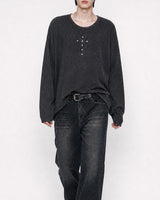 (UNISEX) リベット リブ ロングスリーブ