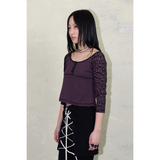 3/4 スリーブ ラグラン クロップ Tシャツ