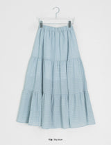 Hinari Check Tiered Banding Long Skirt