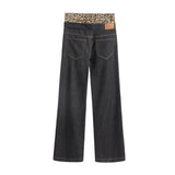 Leopard Layered Dark Denim Pants