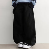エントブラックポケットサイドピンタックヘムスナップスリットコットンワイドパンツ