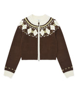 Women’s Nordic Zip-Up Knit Cardigan Brown
