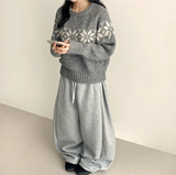 テリーフリースサイドピンタックインシジョンストリングワイドパンツ