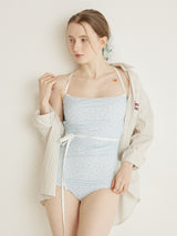 FLOWER STRING RIBBON MONOKINI - SKY BLUE