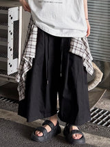 check layered cotton shorts