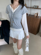 Layer Hug Layered Henley Button Long Sleeve Tee 