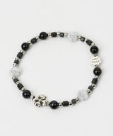 Clover beads stone bracelet BK (925 silver)