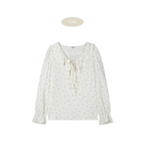 FRILL NECK FLORAL BLOUSE (IVORY)