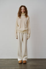 Kid mohair turtle neck knit (Grey)