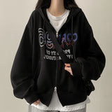 95 Lettering Two Way Hooded Zip-Up