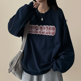 モコチェックエンブロイダリールーズフィットスウェットシャツ
