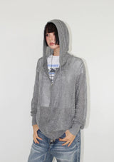 TWISTED KNIT HOOD ZIP-UP