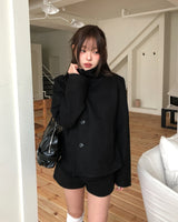 Bitter Unbalanced High Neck Slim Half Coat