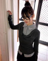 Se-an Collar Shirt Layered T-Shirt