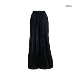 (3color) Hippie Pintuck Wide Nylon Banding Pants