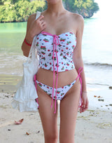 a strawberry tube top bikini