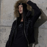 RUTHLESS FUR HOODED ZIP-UP (BLACK) F25ZA005