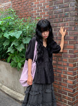 Chisa vintage flower pigment tote bag