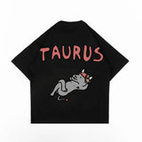 PEANUT STAIN - トーラス ゾディアック ブラック オーバーサイズド Tシャツ