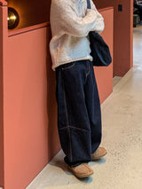  Bow henley neck hood knit