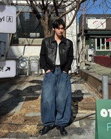 Round denim pants