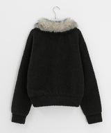 Sanpori Quilted Boucle Fur Collar Short Jacket