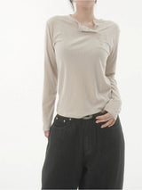 Recle diagonal button knit -4C