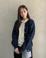 Achu ブラッシュド ベーシック ラウンド ロングスリーブ Tシャツ