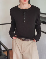 ウレン ウール ヘンリーネック ダブル ロングスリーブTシャツ