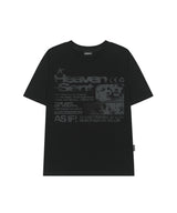 フェイスグランジグラフィックレギュラーフィットTシャツ - ブラック
