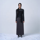 CUT-OUT MAXI LONG SKIRT (CHARCOAL)