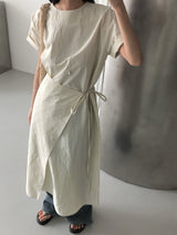 ジュール ラップロールアップ半袖ロングワンピース