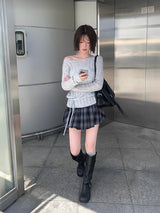 バッツビンテージボタンチェックミニプリーツスカート