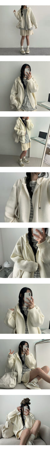 Todo Thick Embroidery Two-Way Knit Hooded Zip-Up (5 colors)
