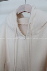 Fluffy fleece hooded zip-up jacket