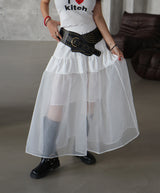 cancan frill see-through see-through long skirt