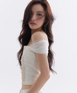 ROSEE MESH PINTUCK BOLERO T-SHIRT_TT6S211IV