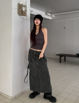 Pigmented Rope Cut Cargo Long Skirt
