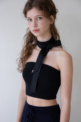 Black jacquard slim scarf