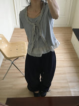 [unisex] Hippie Pintuck String Parachute Wide Banding Pants