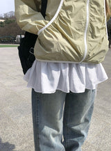 Pita Color Matching Shirring Windbreaker Hood Zip-Up