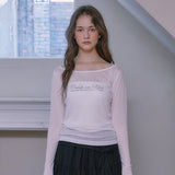 See-through Boat Neck T-shirt - WHITE