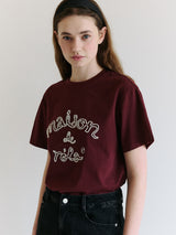 メゾンドローラ アウトライン Tシャツ バーガンディ