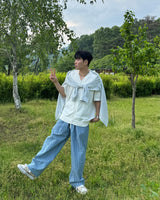 リネンストライプバンドパンツ